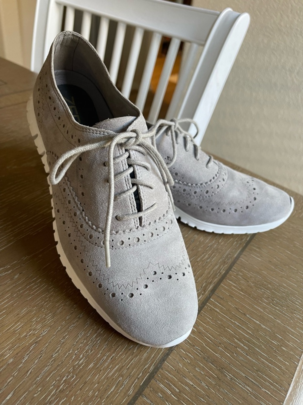 Cole Haan Women’s Zerogrand Grey Suede Wingtip Oxfords size 7 NWOT